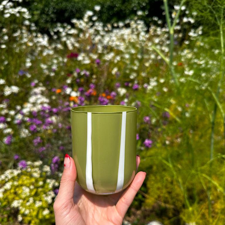 英國M&AElig;GEN Atina 條紋玻璃水杯-綠/350ml