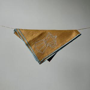 英國M&AElig;GEN 刺繡棉麻餐巾-卡其(摩卡壺)