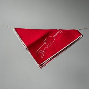 英國M&AElig;GEN 刺繡棉麻餐巾-紅(紅酒)