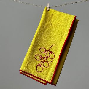 英國M&AElig;GEN 刺繡棉麻餐巾-黃(蕃茄)