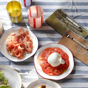 英國M&AElig;GEN 刺繡棉麻餐巾-紅(紅酒)