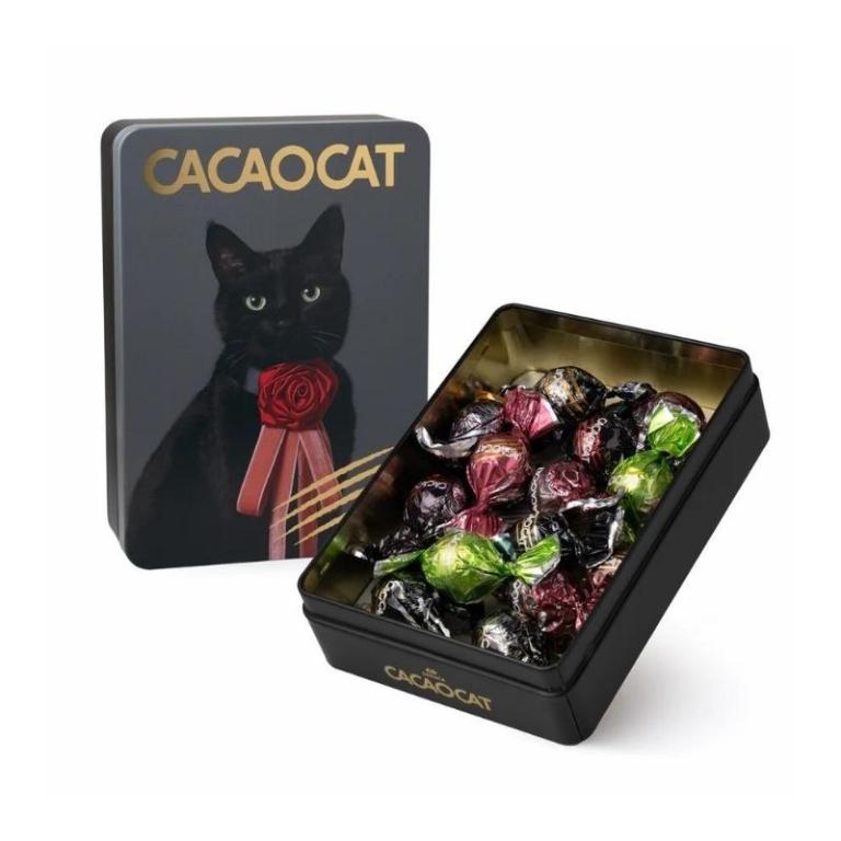  CACAOCAT 貓咪罐可可糖14入 玫瑰領帶