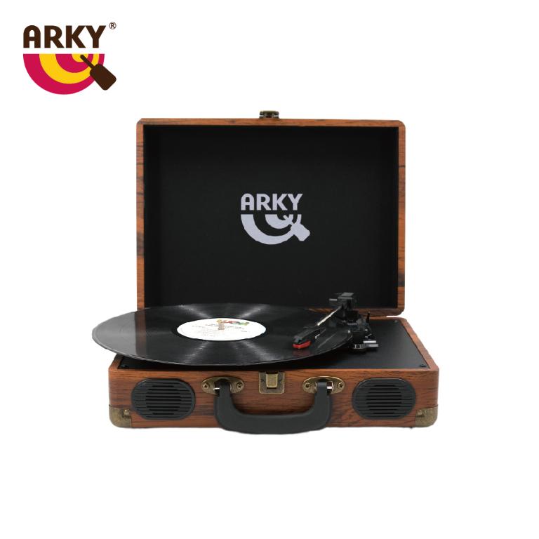 ARKY 手提式復古典藏黑膠唱機－琥珀木紋款