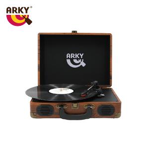 ARKY 手提式復古典藏黑膠唱機－琥珀木紋款