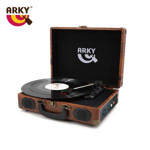 ARKY 手提式復古典藏黑膠唱機－琥珀木紋款
