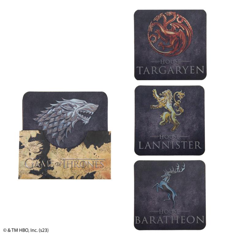 官方授權｜《權力遊戲Game of Thrones》經典家徽軟木杯墊 (4入組)