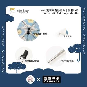 《 伸港老順 X 富雨洋傘 》hahababy聯名 emo沒關係 自動傘 防風雨傘 雨傘特價 晴雨傘 時尚傘 H63