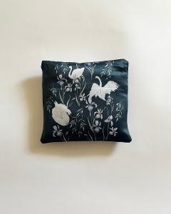 天鵝與鳶尾花 購物袋-深藍綠(L)