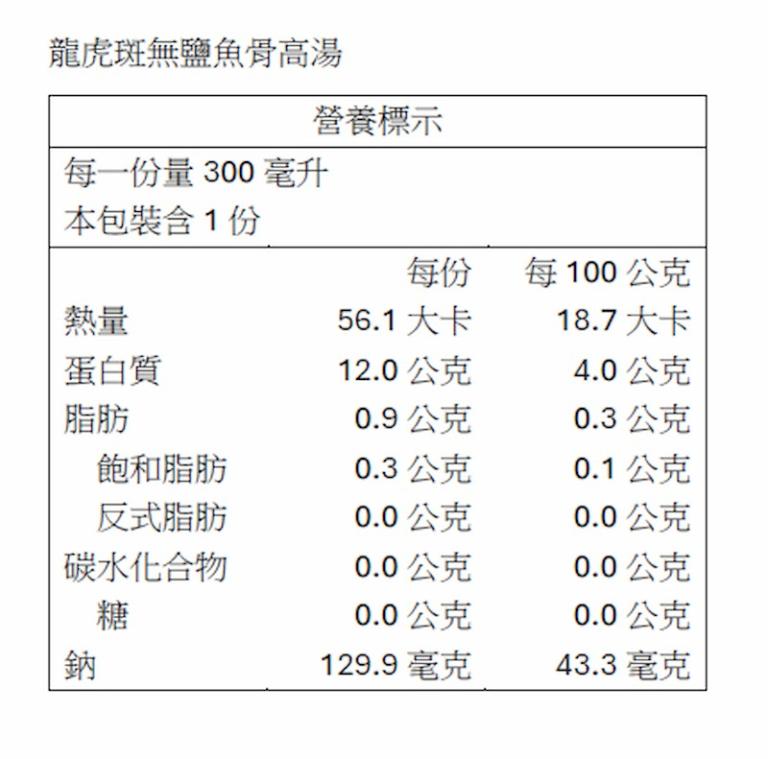 【一夫水產】龍虎斑無鹽魚骨高湯