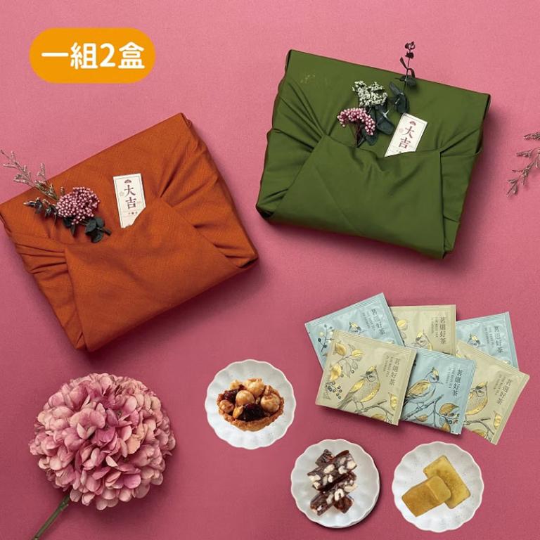 【雙雙大吉禮盒組】中秋節吉運花插風呂敷禮盒C款(13入) x2盒