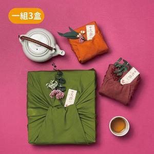 【三茶金玉禮盒組】吉運花插風呂敷禮盒x1+風呂敷南棗核桃糕禮盒x2盒