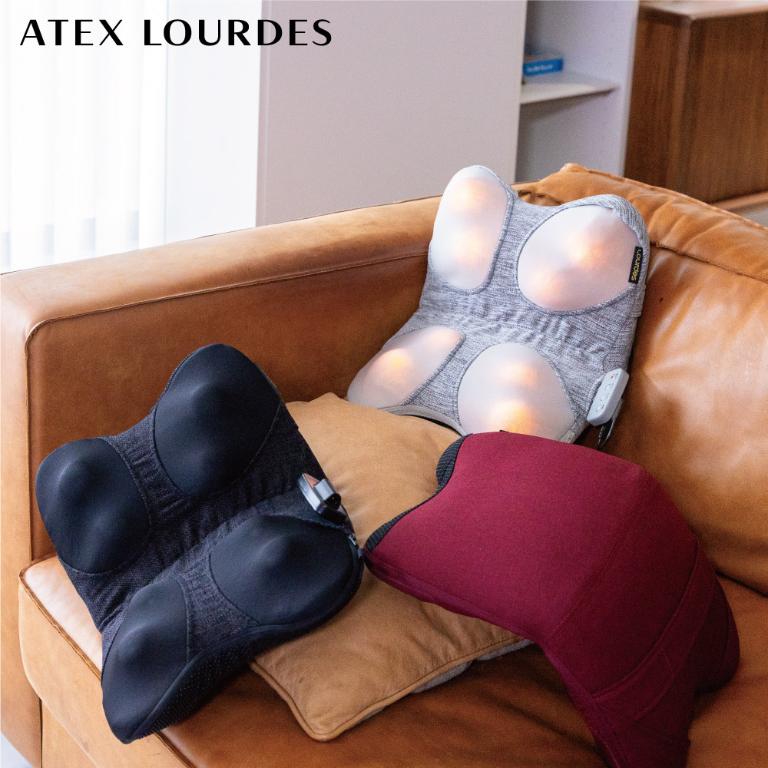 ATEX LOURDES V 型溫感推揉按摩枕 AX-HCL348(亞麻灰/曜日紅/太空黑)