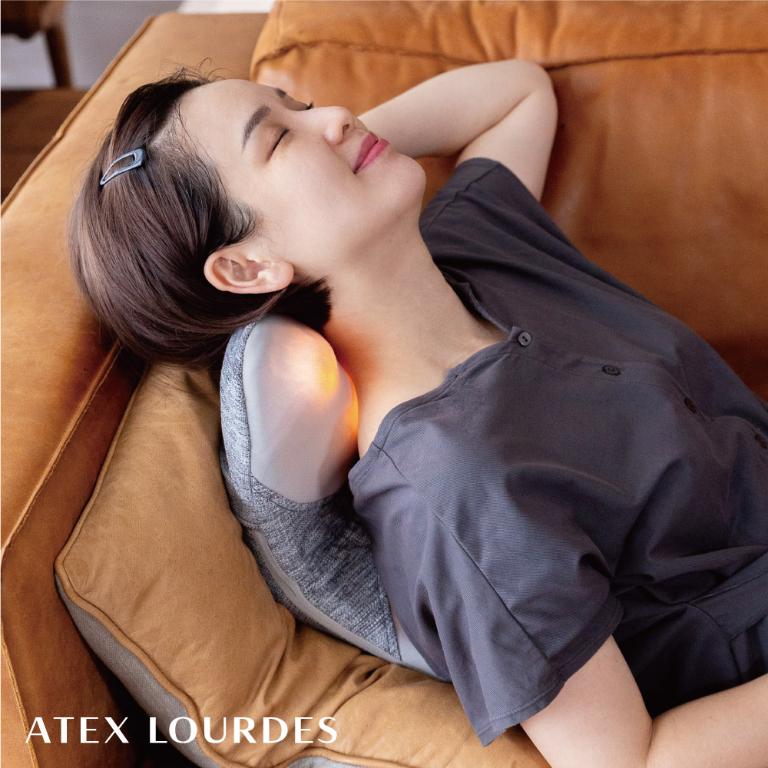 ATEX LOURDES V 型溫感推揉按摩枕 AX-HCL348(亞麻灰/曜日紅/太空黑)