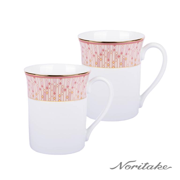 Noritake 流光輕語-馬克杯2入組(粉色+粉色)(精緻禮盒)