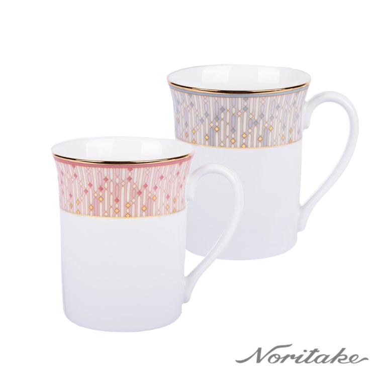 Noritake 流光輕語-馬克杯2入組(粉色+藍色)(精緻禮盒)