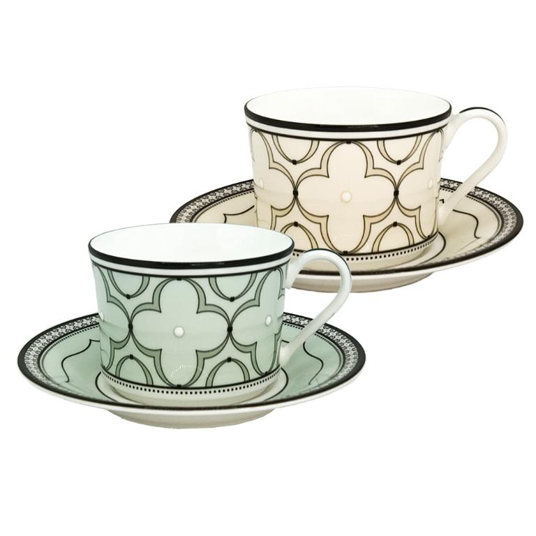 Noritake 春頌-咖啡對杯(黃色+綠色)(骨瓷)(精緻禮盒)