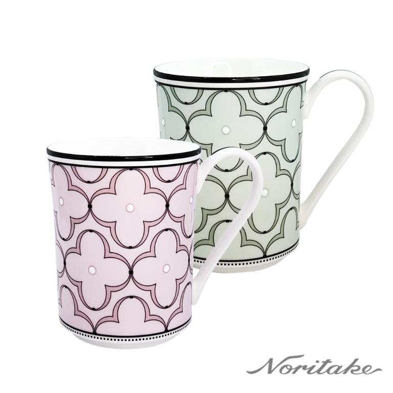 Noritake 春頌-馬克杯2入組(粉色+綠色)(精緻禮盒)(骨瓷)