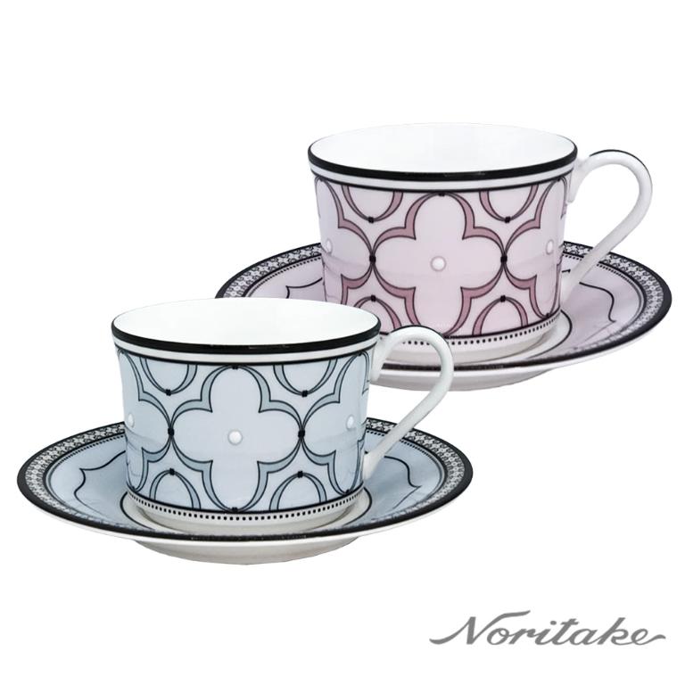 Noritake 春頌-咖啡對杯(藍色+粉色)(骨瓷)(精緻禮盒)