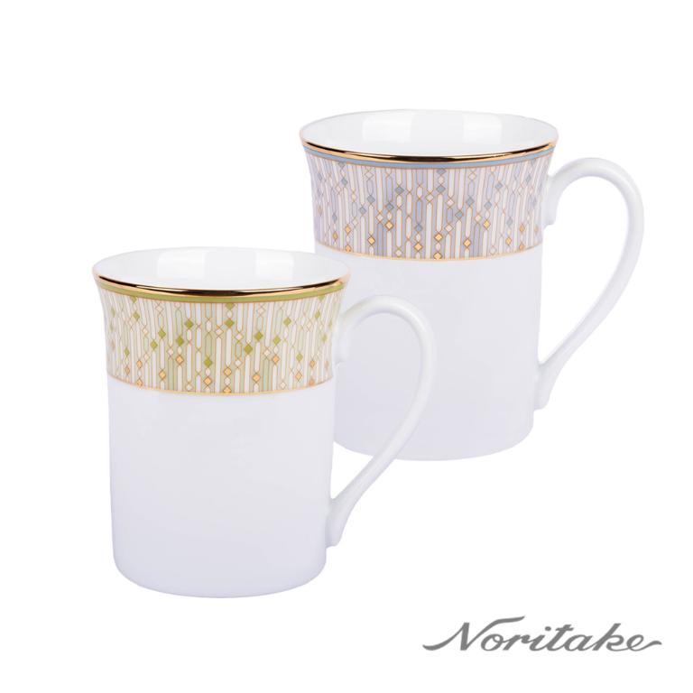 Noritake 流光輕語-馬克杯2入組(藍色+綠色)(精緻禮盒)