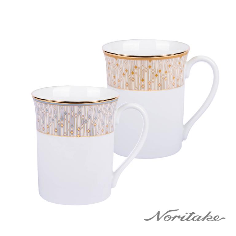 Noritake 流光輕語-馬克杯2入組(橘色+藍色)(精緻禮盒)
