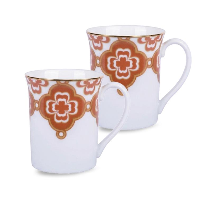 Noritake 彩韻四葉草-馬克杯2入組(橘色)(精緻禮盒)