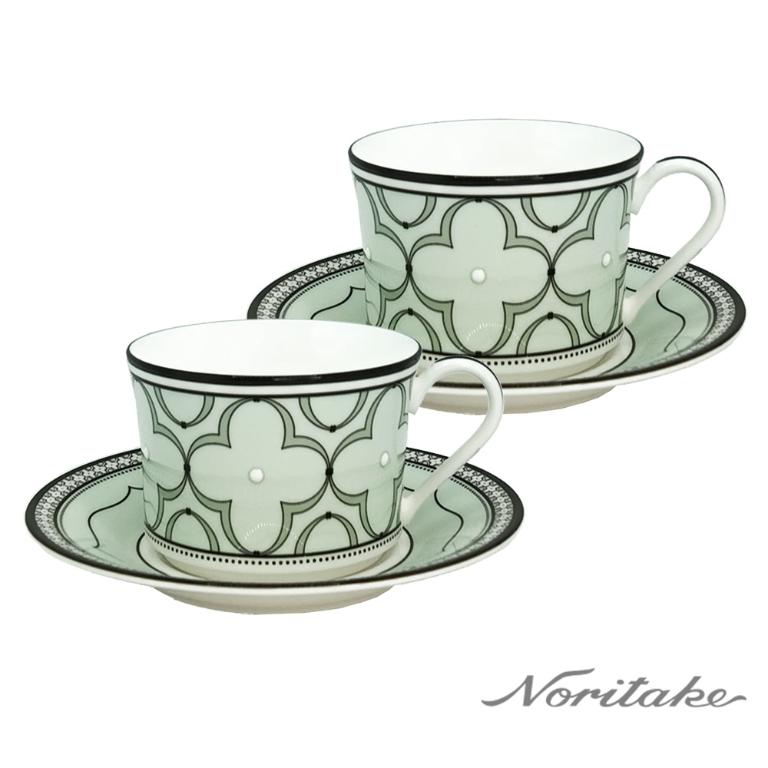 Noritake 春頌-咖啡對杯(綠色+綠色)(精緻禮盒)(骨瓷)