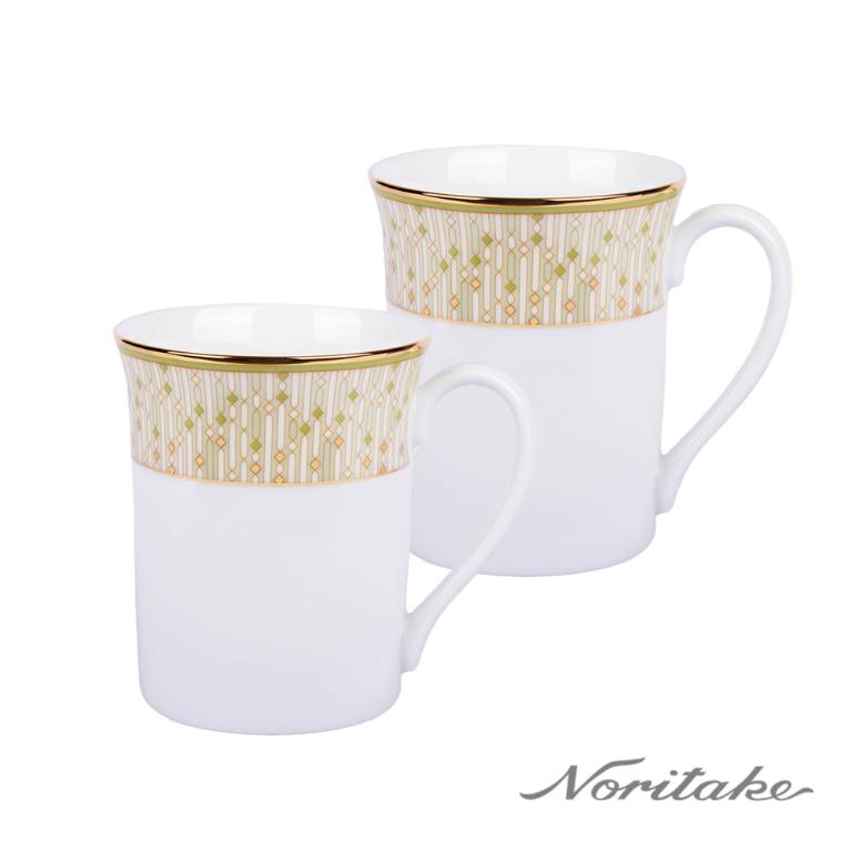 Noritake 流光輕語-馬克杯2入組(綠色+綠色)(精緻禮盒)