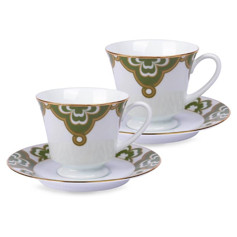 Noritake 彩韻四葉草-咖啡對杯(綠色)(精緻禮盒)