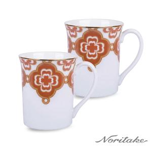 Noritake 彩韻四葉草-馬克杯2入組(橘色)(精緻禮盒)