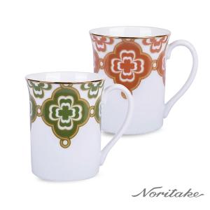 Noritake 彩韻四葉草-馬克杯2入組(橘色+綠色)(精緻禮盒)