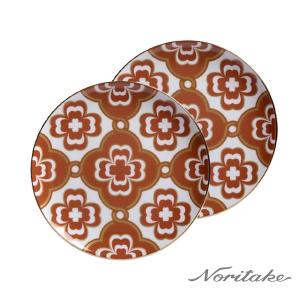 Noritake 彩韻四葉草-點心盤2入組(橘色)(禮盒)