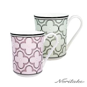 Noritake 春頌-馬克杯2入組(粉色+綠色)(精緻禮盒)(骨瓷)