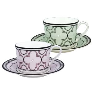 Noritake 春頌-咖啡對杯(粉色+綠色)(骨瓷)(精緻禮盒)