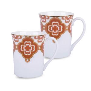 Noritake 彩韻四葉草-馬克杯2入組(橘色)(精緻禮盒)