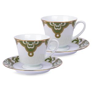 Noritake 彩韻四葉草-咖啡對杯(綠色)(精緻禮盒)