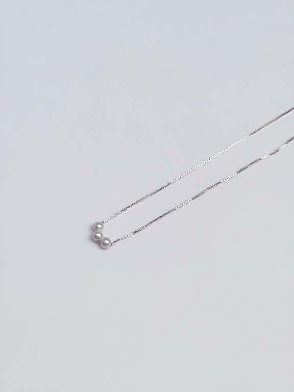 I-Shan13 細方鍊珍珠項鍊(三珠小)