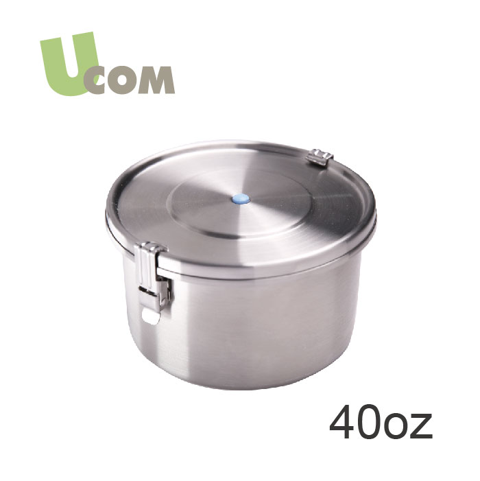 UCOM永久抗菌V8589防溢圓形雙層餐盒40oz #UC-A040J