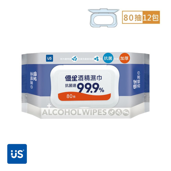 【超值箱購】優生 酒精濕巾超厚型 80抽*12包
