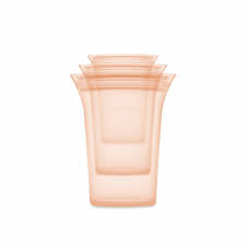 ZipTop 美國白金矽膠袋-杯型三件組-蜜桃橘