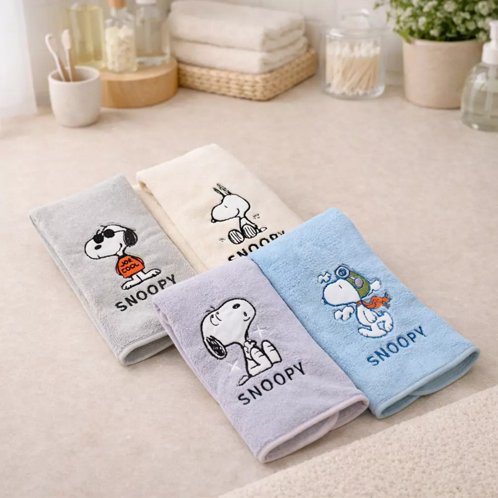 SNOOPY史努比 素色無棉絮刺繡毛巾 任選4件599元